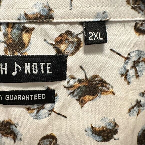 NWT Stitch Note Men's White Woven Button Down Cotton Print Shirt Short Sleeve 2X - Picture 4 of 8